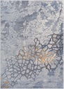 Tapis synthétique SOFT Folgen gris - motif abstrait organique gris, bleu et doré