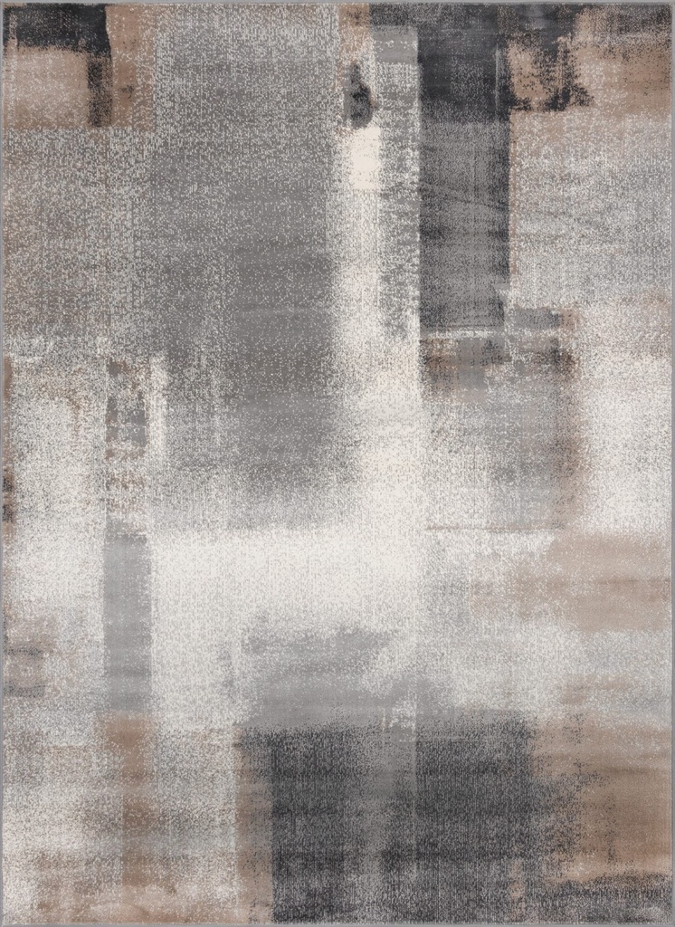 Tapis synthétique SOFT Lyse gris granite - motif abstrait géométrique
