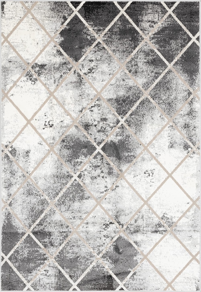 Tapis synthétique graphique SOFT SHRINK HERVIN P beige, motif géométrique à losanges