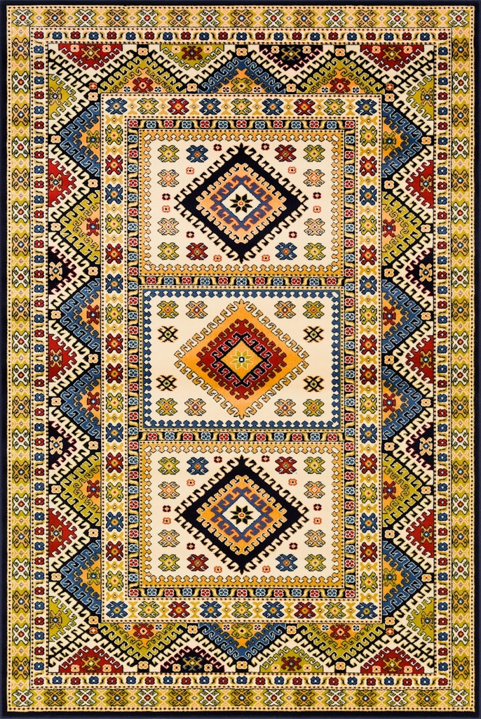 Tapis synthétique STANDARD Aras crème - motif oriental multicolore style Kilim