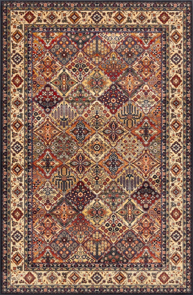 Tapis synthétique STANDARD Bergenia doré - motif patchwork de style persan
