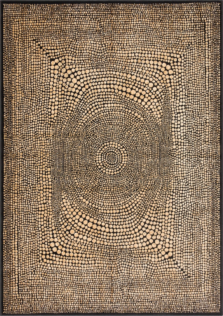 Tapis synthétique STANDARD Focus beige - motif optique abstrait noir et beige