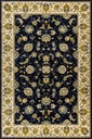 Tapis synthétique STANDARD Nazar bleu - motif floral bleu marine et doré