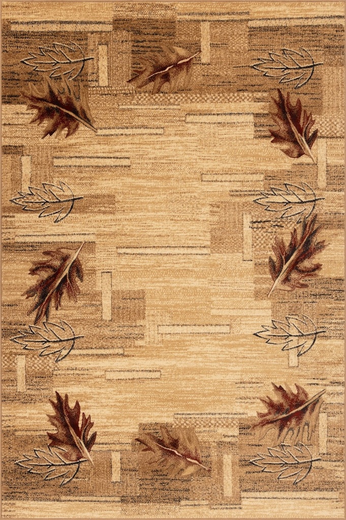 Tapis synthétique STANDARD Olsza beige - motif à feuilles chaleureux