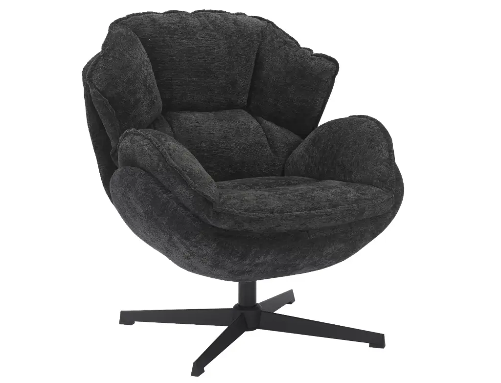 Fauteuil pivotant et enveloppant Betty en tissu