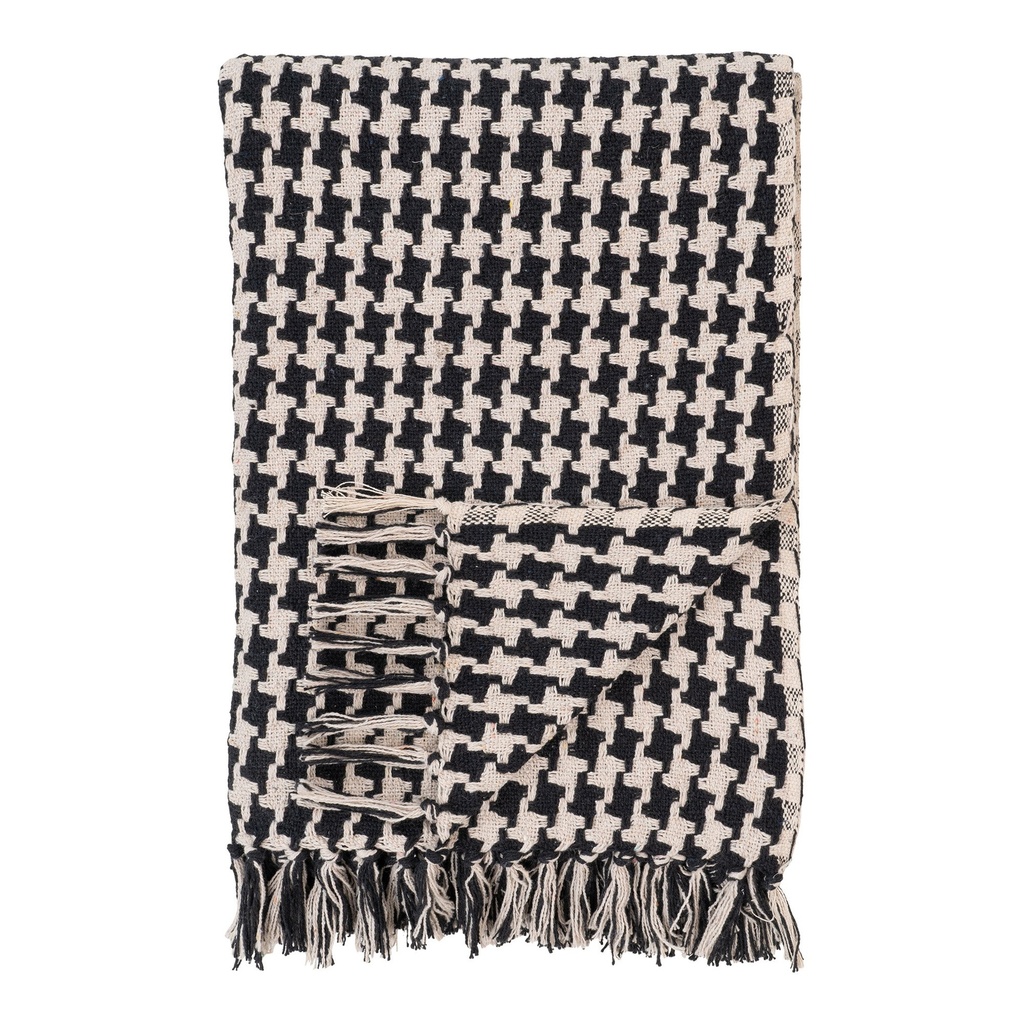 Plaid à carreaux pied-de-poule en coton 