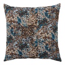 Coussin imprimé abstrait bleu et marron