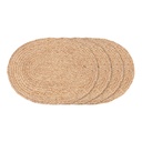 Lot de 4 sets de table ovales Bombay en jute tressée naturelle - 45 cm