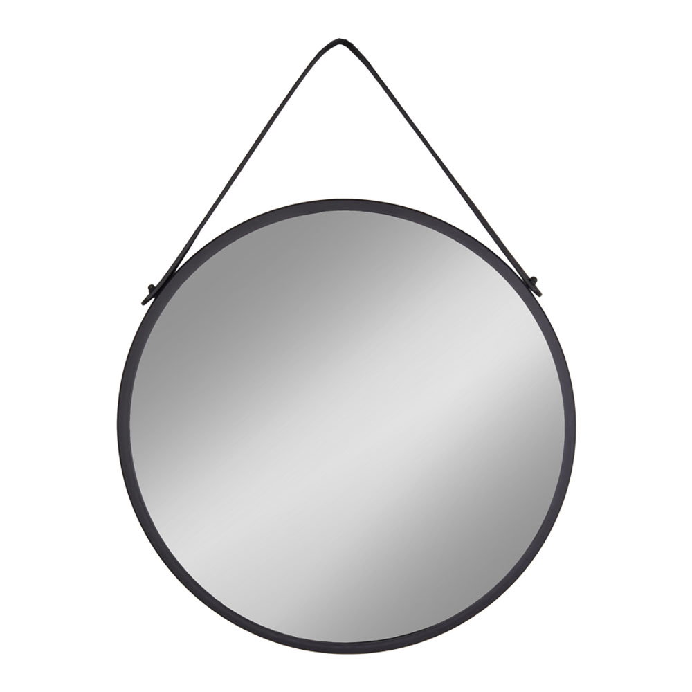 Miroir rond Trapani en métal noir  