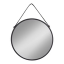 Miroir rond Trapani en métal noir  