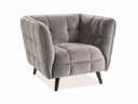 Fauteuil design carré Castello en velours matelassé