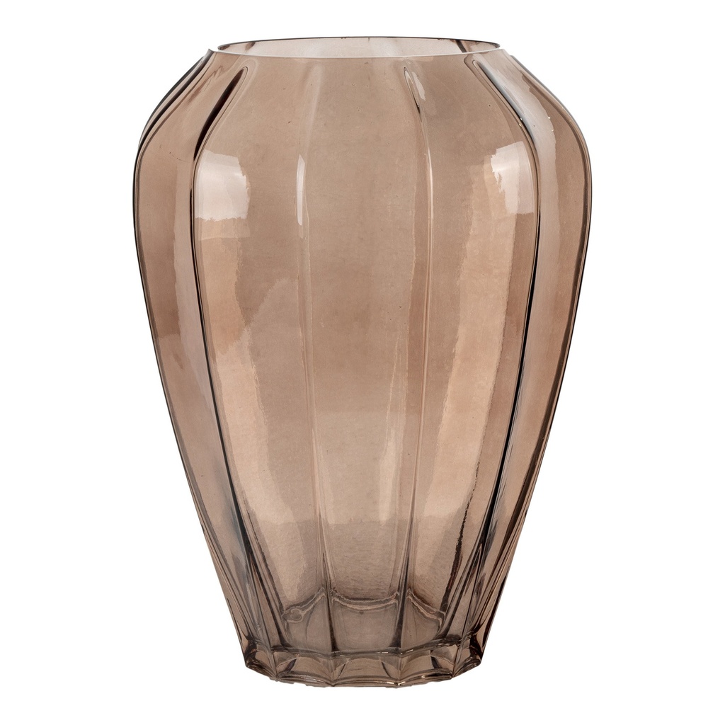 Vase en verre nervuré marron