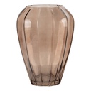 Vase en verre nervuré marron