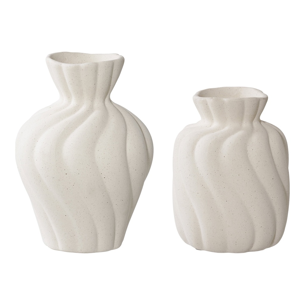 Lot de 2 vases décoratifs en céramique blanche