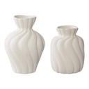 Lot de 2 vases décoratifs en céramique blanche