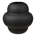 Vase galbé en verre noir mat