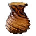 Vase vintage en verre torsadé marron