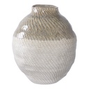 Vase rond en céramique blanc et vert