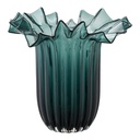 Vase en verre soufflé vert foncé