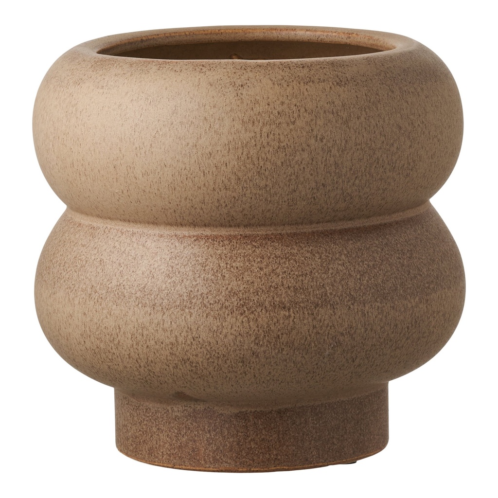 Pot à fleurs arrondi en céramique marron 