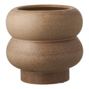 Pot à fleurs arrondi en céramique marron 