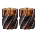 Bougeoirs en verre marron fumé 
