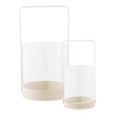 Porte-bougie tempête métal beige