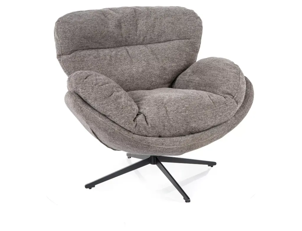 Fauteuil lounge pivotant Florence en tissu et à piètement en étoile