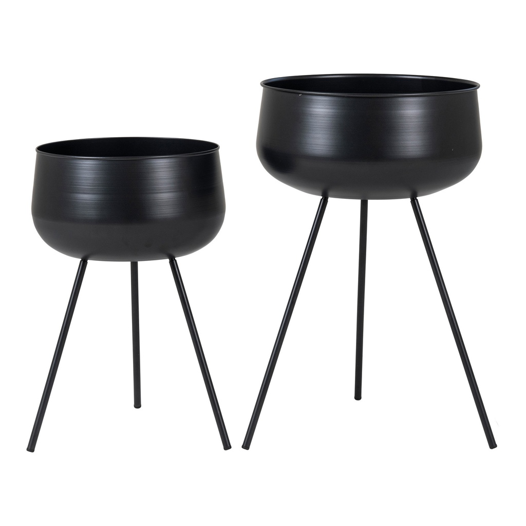 Pots de fleurs Ardola sur pieds en acier noir
