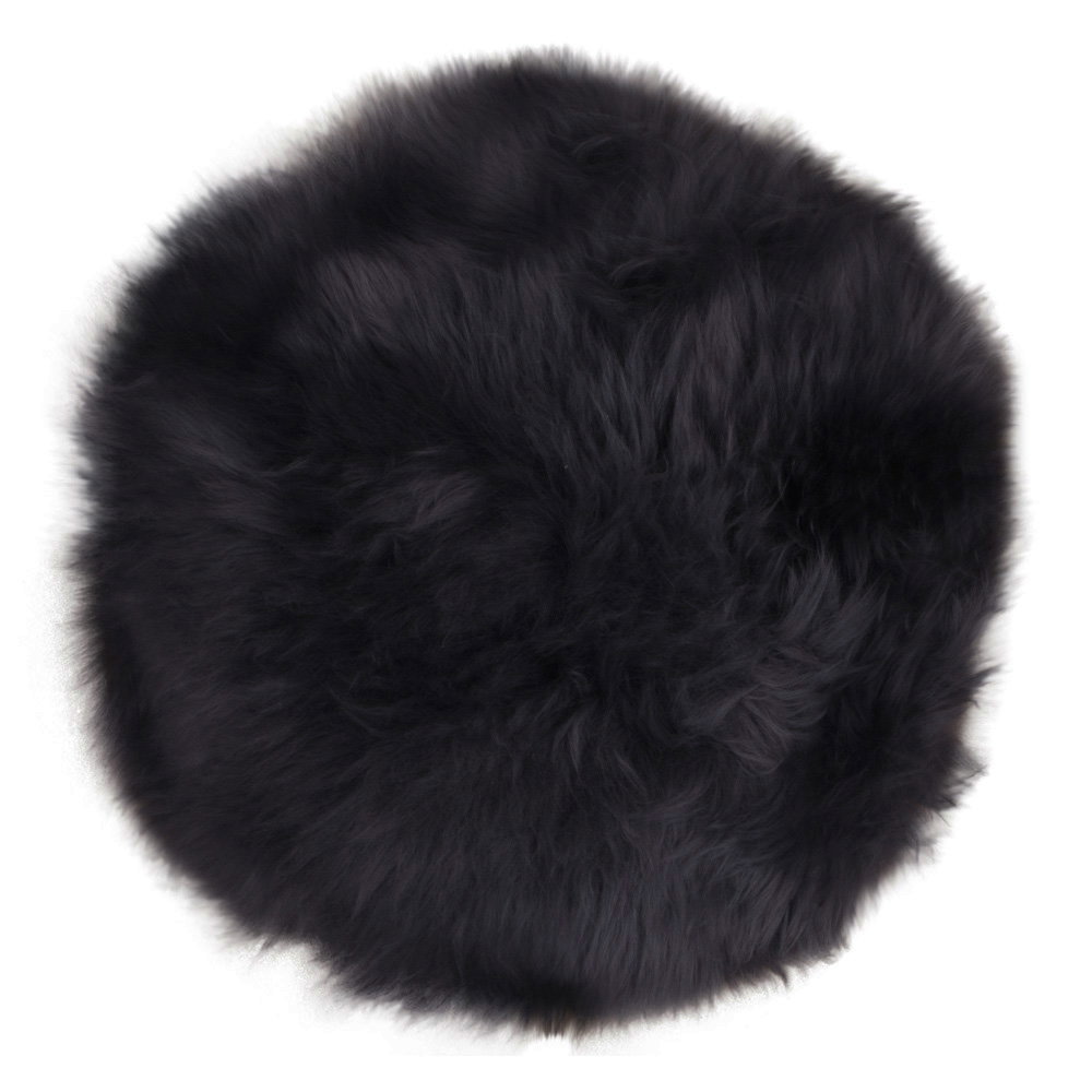 Coussin rond en peau d'agneau naturelle