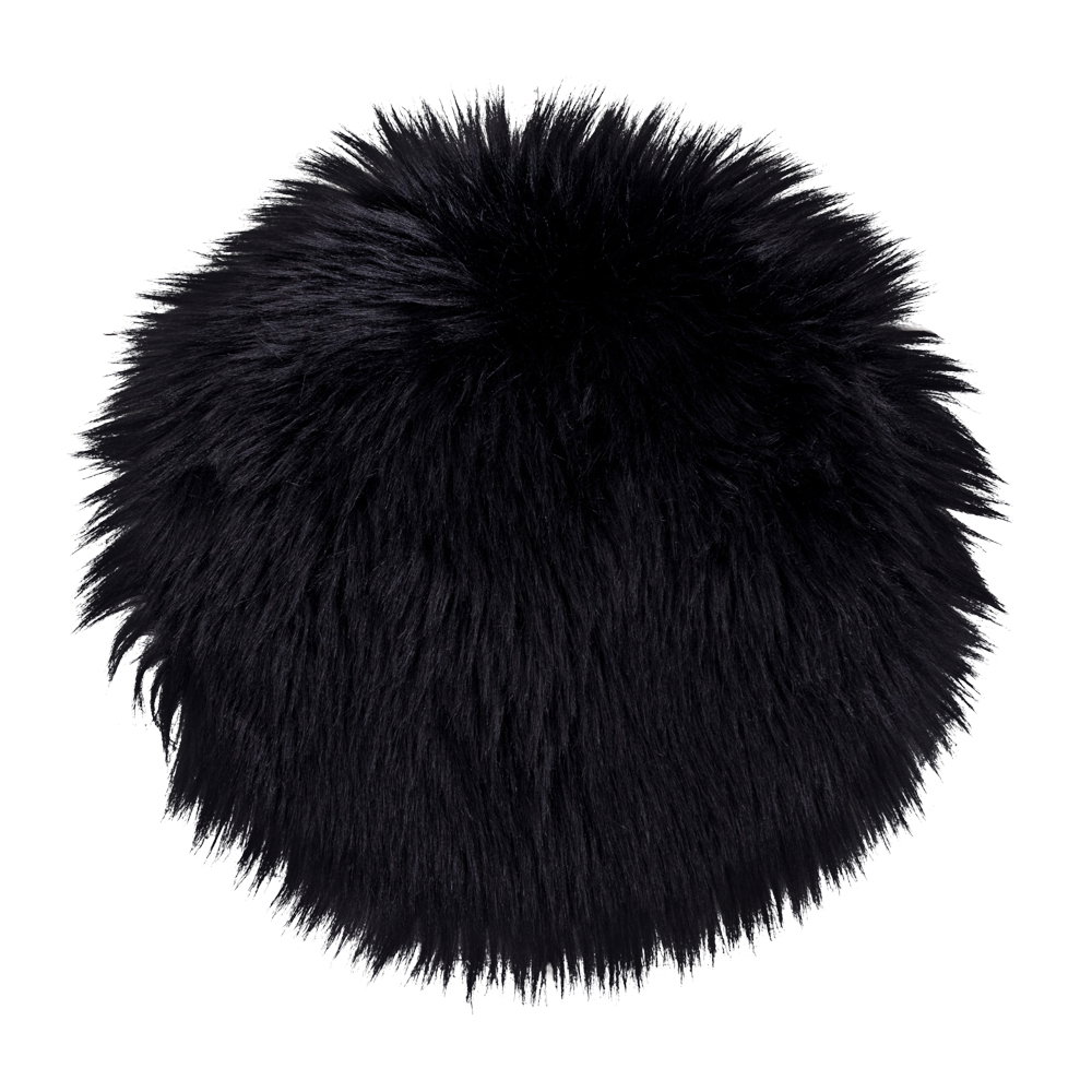 Coussin rond en cuir d'agneau artificiel