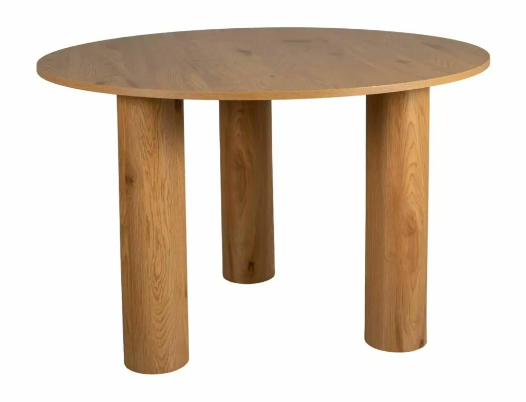 Table à manger ronde Montana imitation chêne style scandinave avec placage naturel