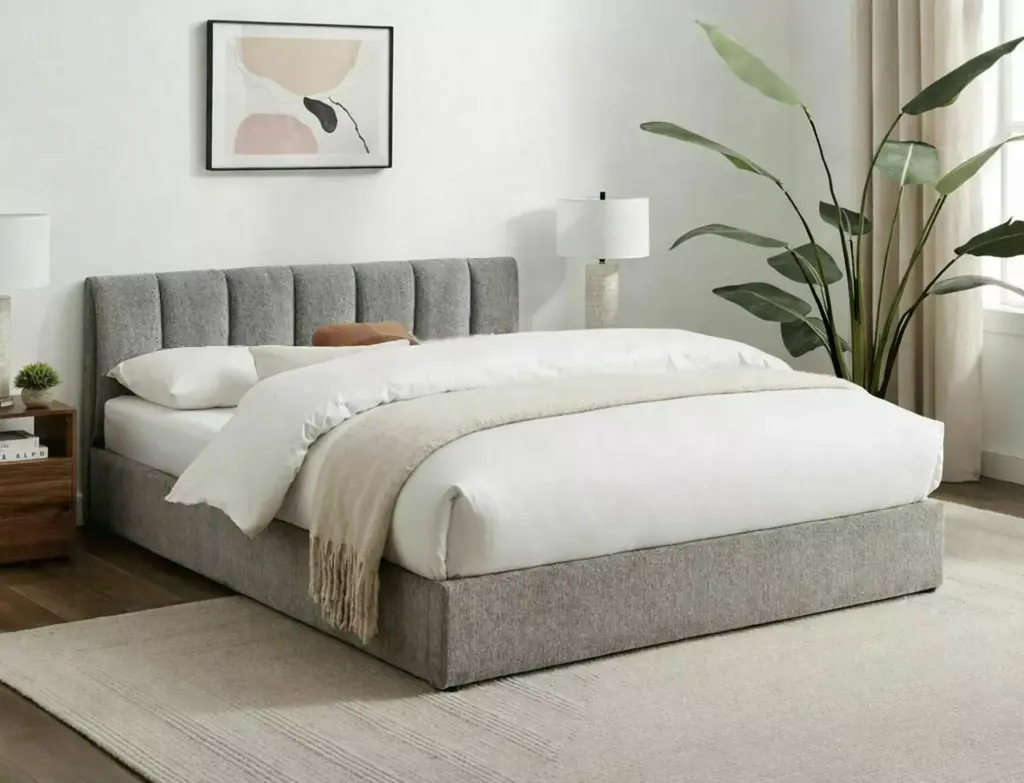 Lit coffre 120x200 contemporain Montreal en tissu Raven