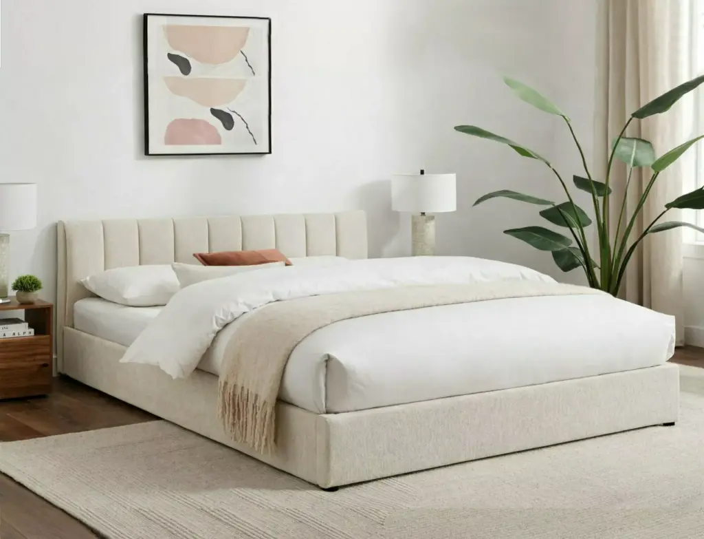 Lit coffre 160x200 contemporain Montreal en tissu Raven