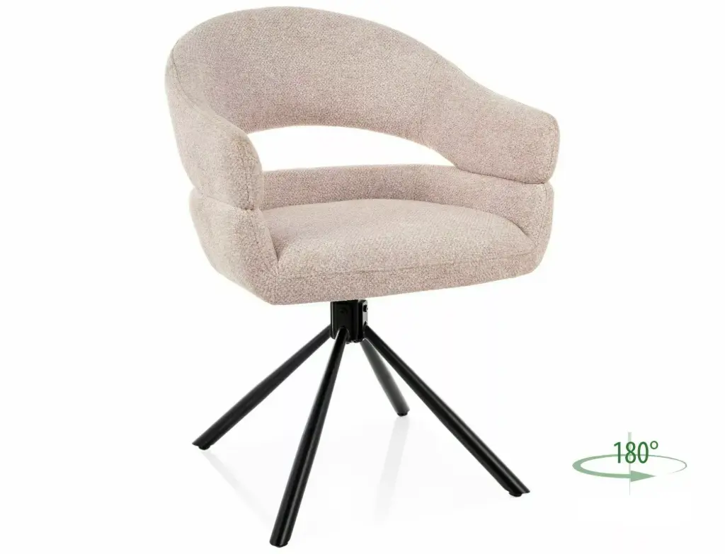 Chaise pivotante Borgo en tissu Leo et au dossier ajouré