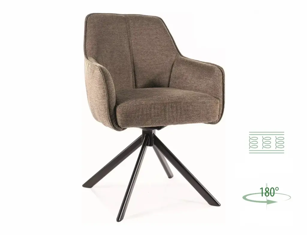 Chaise pivotante Notti en tissu Brego – assise confortable et piètement en métal