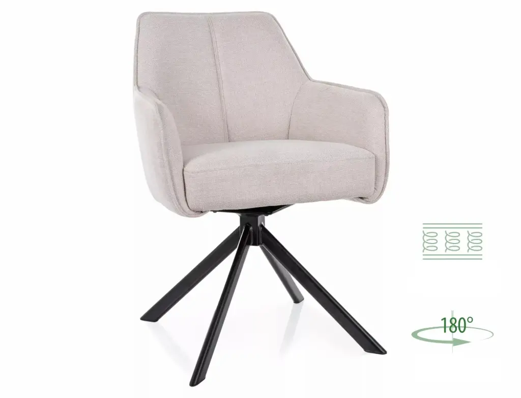 Chaise pivotante Notti en tissu Brego – assise confortable et piètement en métal