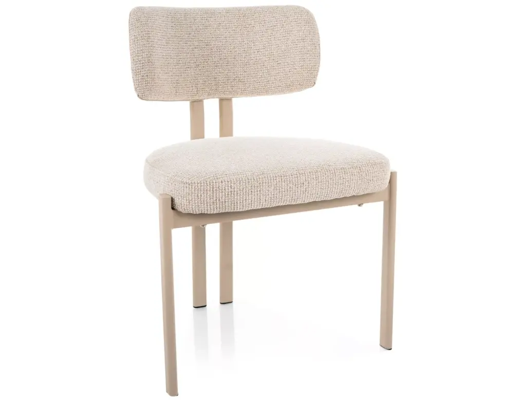 Chaise design Misaki - dossier incurvé et cadre en métal cachemire de style Japandi