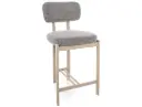 Chaise de bar design Misaki H-2 – dossier incurvé et cadre en métal couleur cachemire de style Japandi