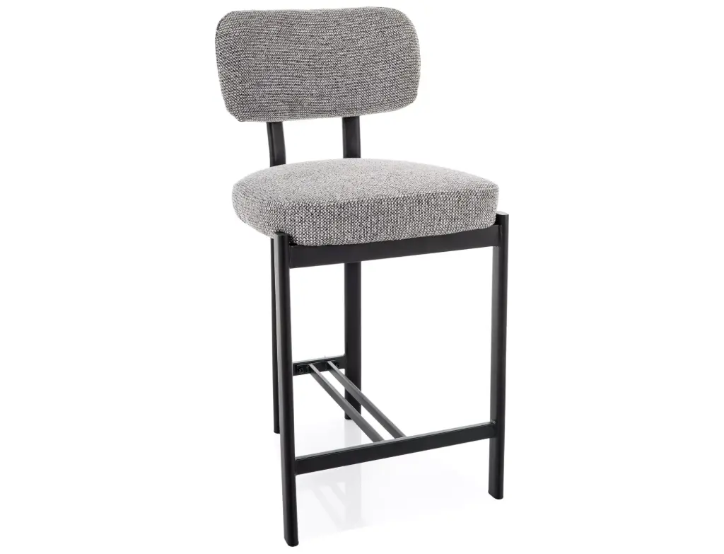 Chaise de bar design Misaki H-2 – dossier incurvé et cadre en métal noir de style Japandi