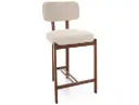 Chaise de bar design Misaki H-2 – dossier incurvé et cadre en métal imitation noyer de style Japandi