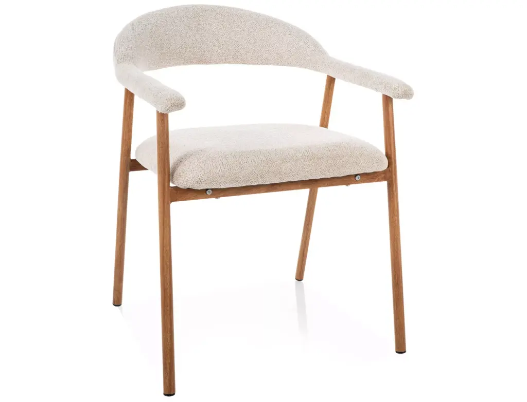 Chaise design Lagos D Raven – assise enveloppante et cadre métal imitation chêne style Japandi