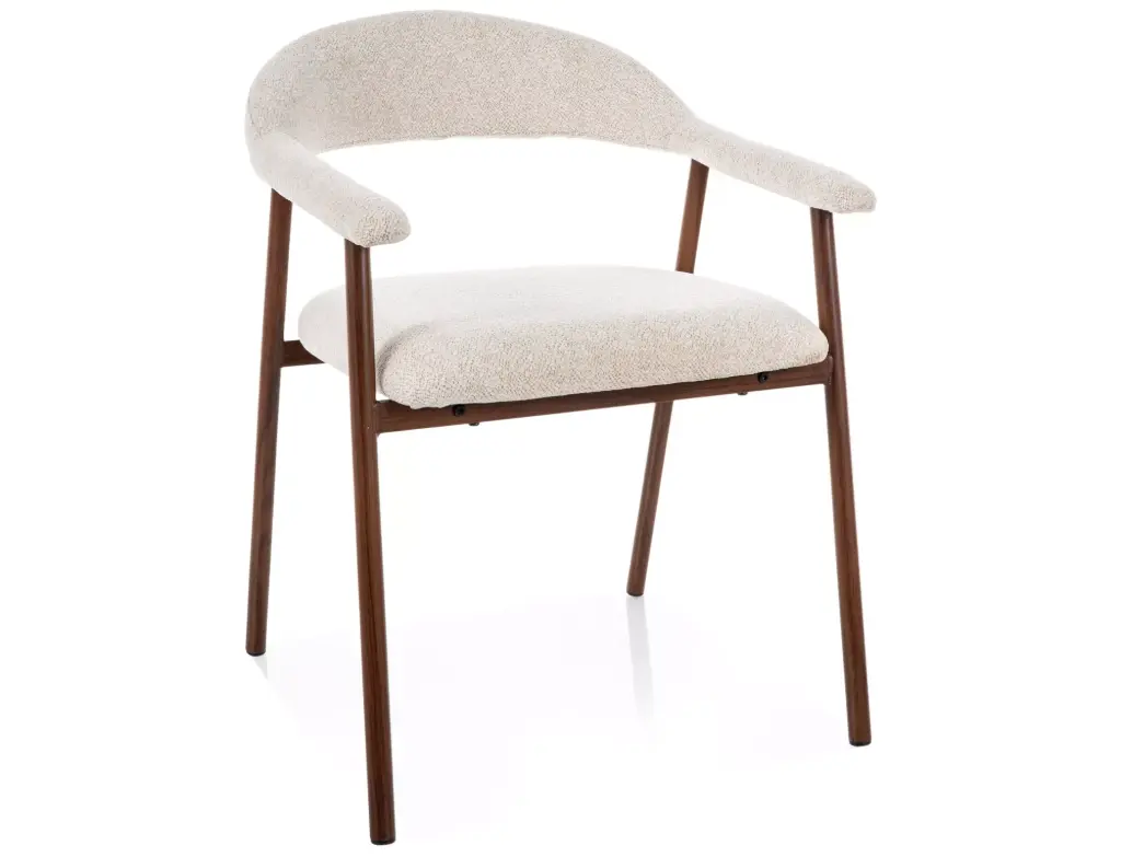 Chaise design Lagos D Raven – assise enveloppante et cadre métal imitation noyer d'inspiration Japandi