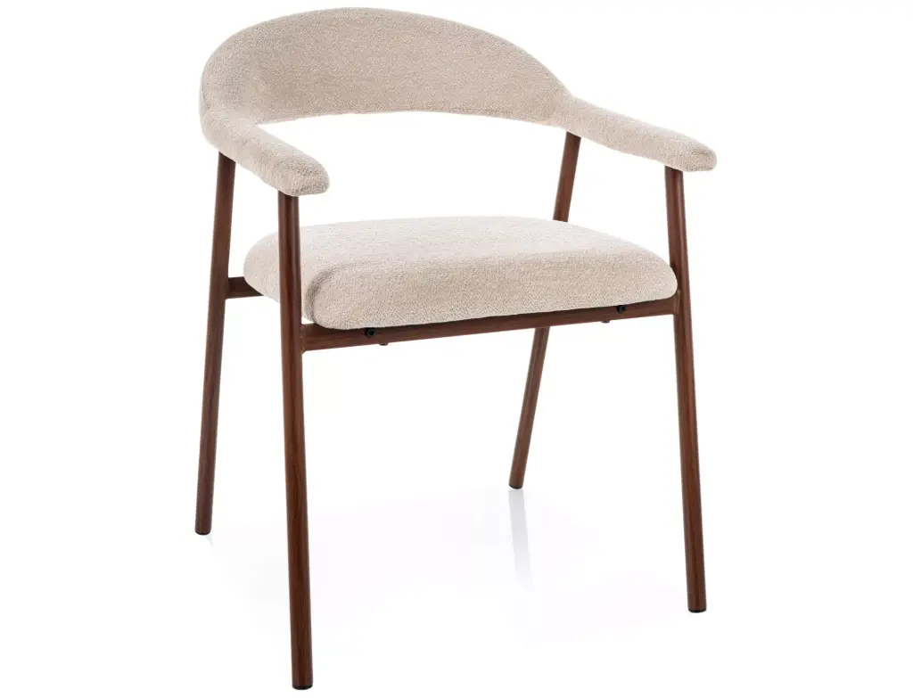 Chaise design Lagos D Raven – assise enveloppante et cadre métal imitation noyer d'inspiration Japandi