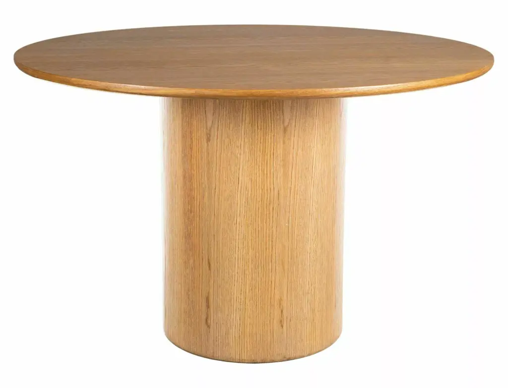 Table à manger ronde Rondo, placage en bois et piètement central