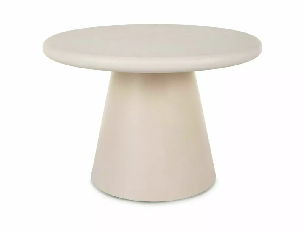 Table basse ronde Aurora écrue en MDF et microciment
