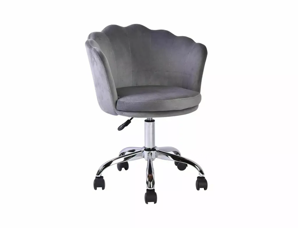 Fauteuil de bureau pivotant Rose à piètement chromé et dossier coquille en velours