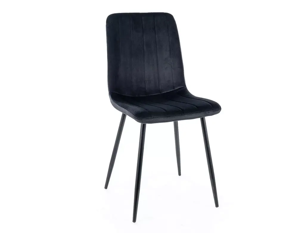Chaise design Alan en velours avec pieds en métal noir