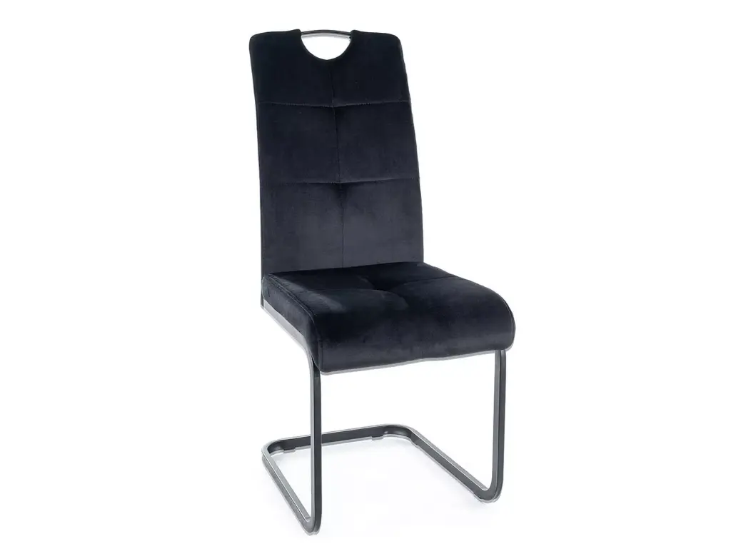 Chaise cantilever Axo en velours et structure en métal noir