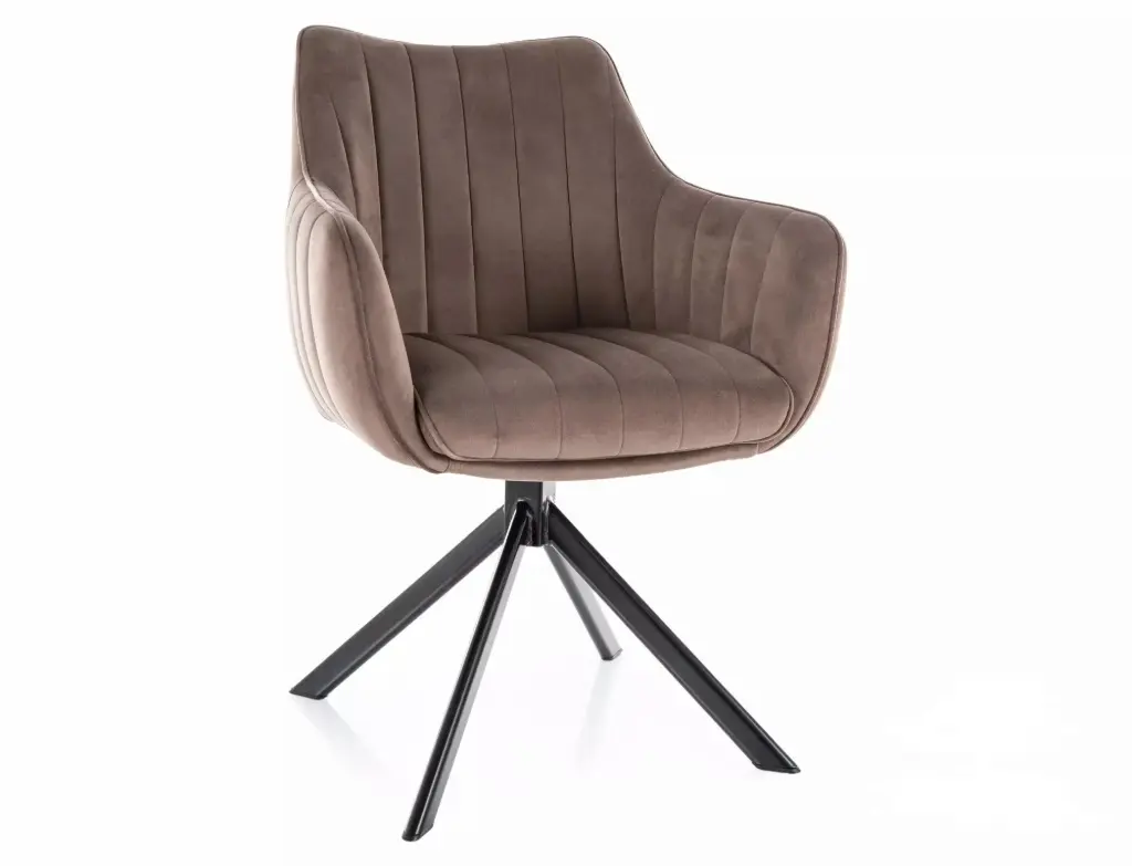 Fauteuil pivotant Azalia en velours avec piètement métal noir